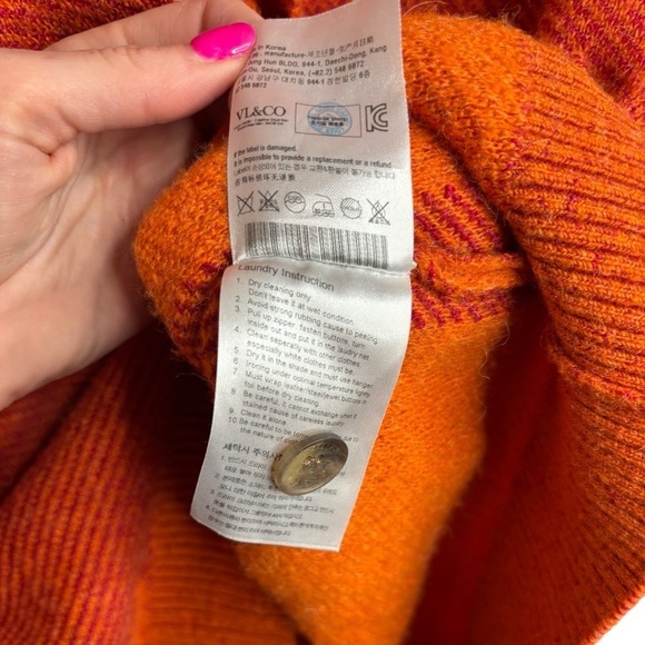 Louis Castel Golf Preppy Wool Blend Sweater Vest Size 110-XXL Orange Red Striped - Picture 9 of 12